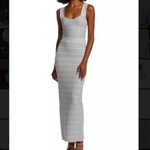 Hervé Léger's Textured Metallic Sleeveless Dress